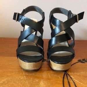 Black wedge sandals